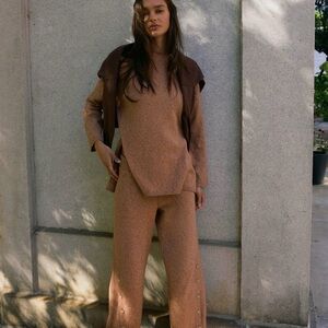 Free People Button Up Sweater Set - Chutney Sand Combo Colorway